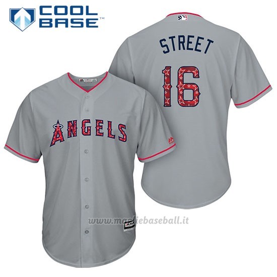 Maglia Baseball Uomo Los Angeles Angels 2017 Estrellas y Rayas Huston Street Grigio Cool Base